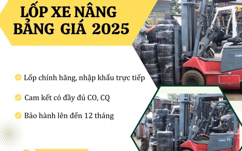 Lốp xe nâng: Nên mua ở đâu tốt – Bảng giá cập nhật mới nhất 2025