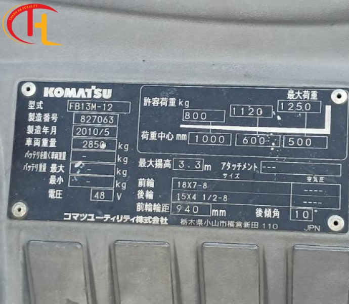 Xe nâng điện 1,25 tấn KOMATSU FB13M-12