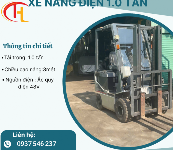 XE NÂNG ĐIỆN NGỒI LÁI NISSAN 1.0 TẤN