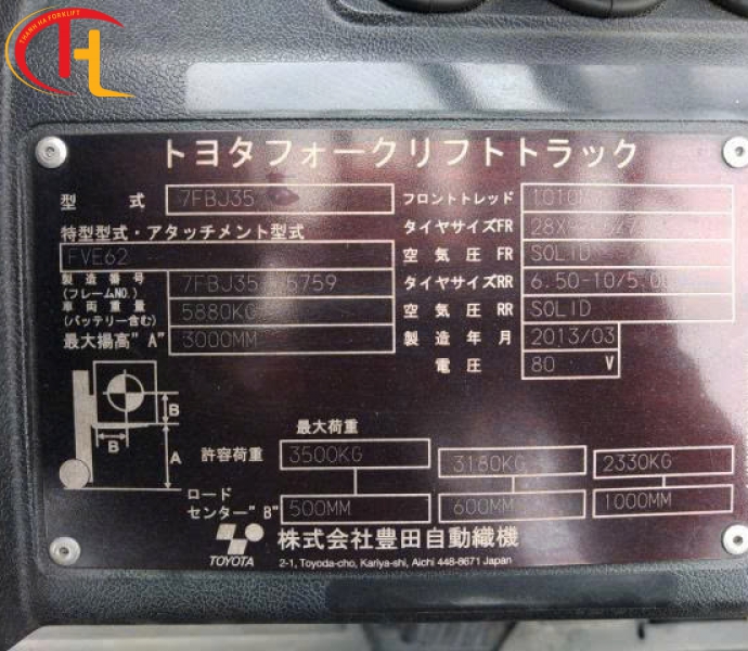 Xe nâng TOYOTA 7FB035 - 3,5 tấn