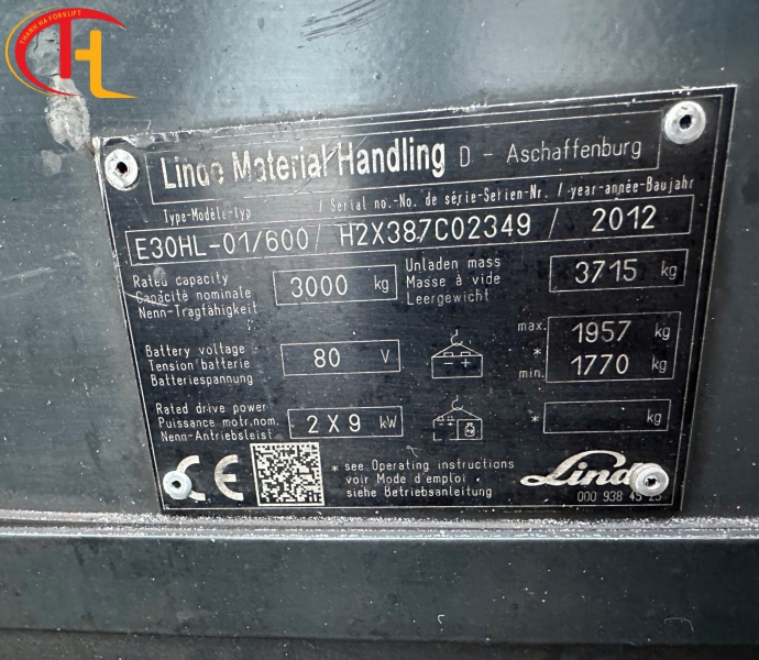 Xe Nâng Điện Linde E30HL (Series 387) – Tải Trọng 3 Tấn